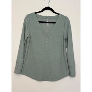 Soma Women's Waffle Knit Thermal Henley Lounge Set Sage Green S